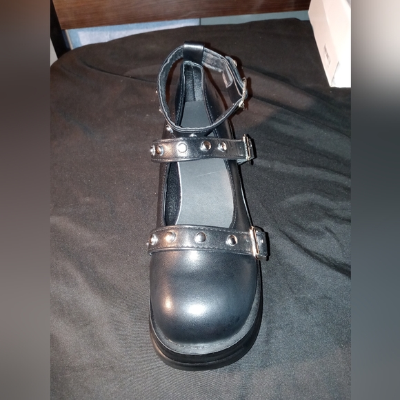New Women Heart & Buckle Decor Wedge Mary Jane Shoes Black Size US8 (CN40) Shein - Picture 3 of 5